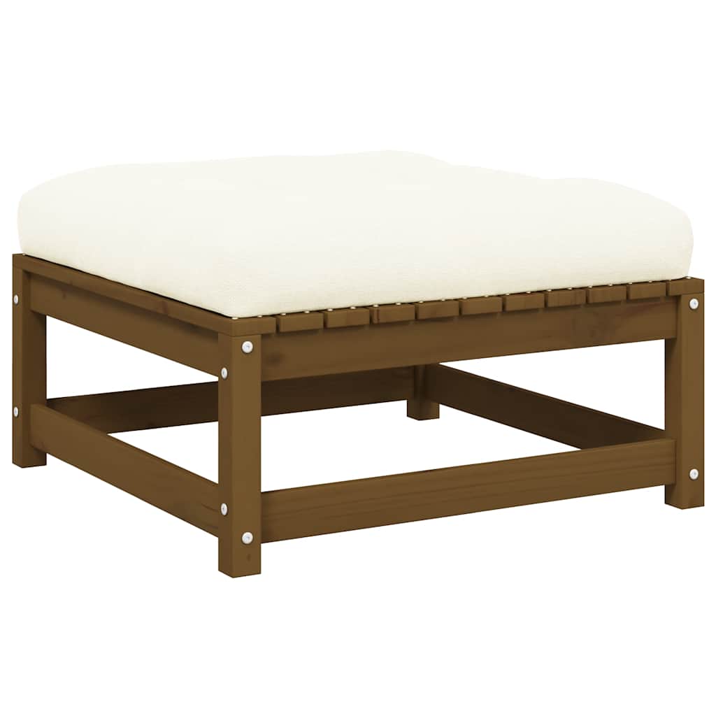 Garden Footstool with Cushion Honey Brown Solid Pinewood