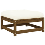 Garden Footstool with Cushion Honey Brown Solid Pinewood