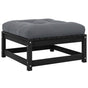 Garden Footstool with Cushion Black Solid Pinewood