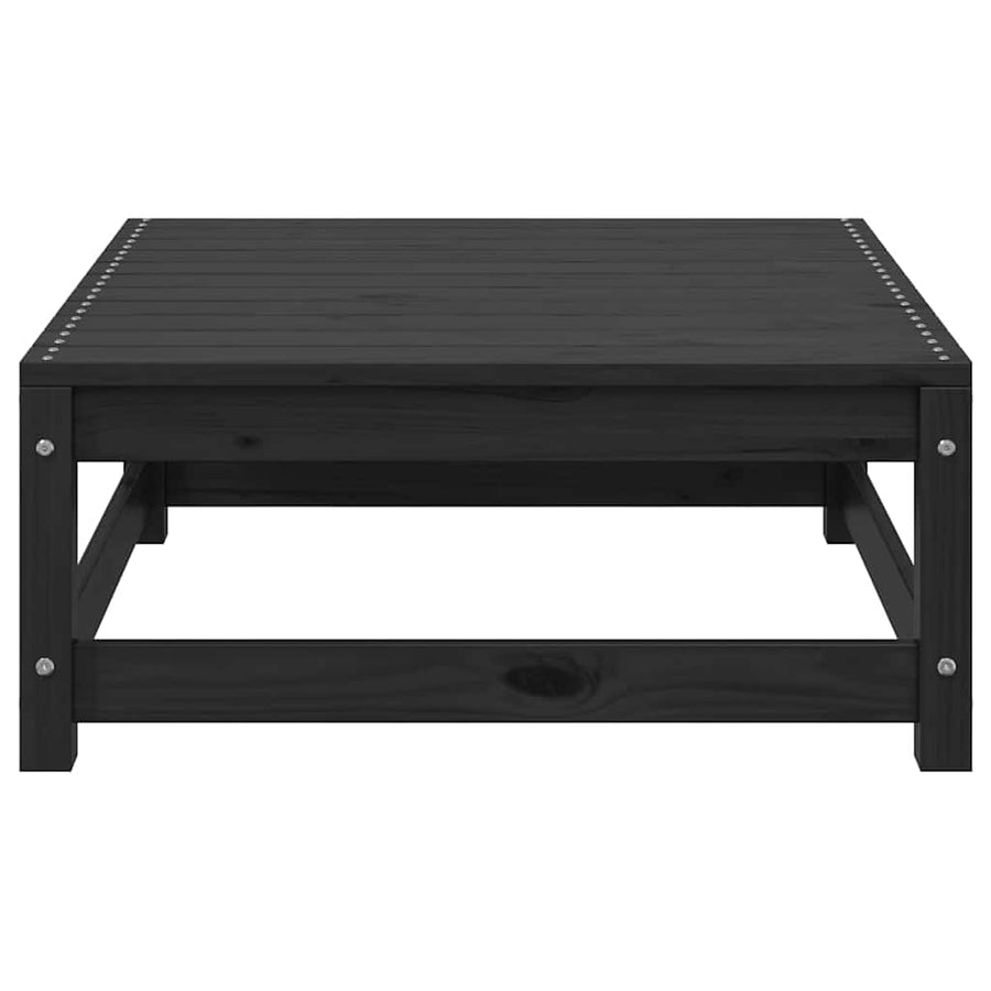 Garden Footstool with Cushion Black Solid Pinewood