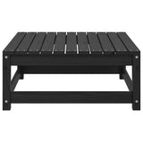 Garden Footstool with Cushion Black Solid Pinewood - Side View