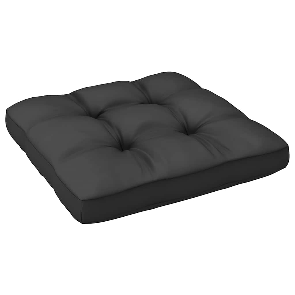 Garden Footstool with Cushion Black Solid Pinewood