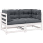 Garden 2-Seater Sofa with Cushions White Solid Pinewood