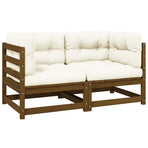 Garden 2-Seater Sofa with Cushions Honey Brown Solid Pinewood