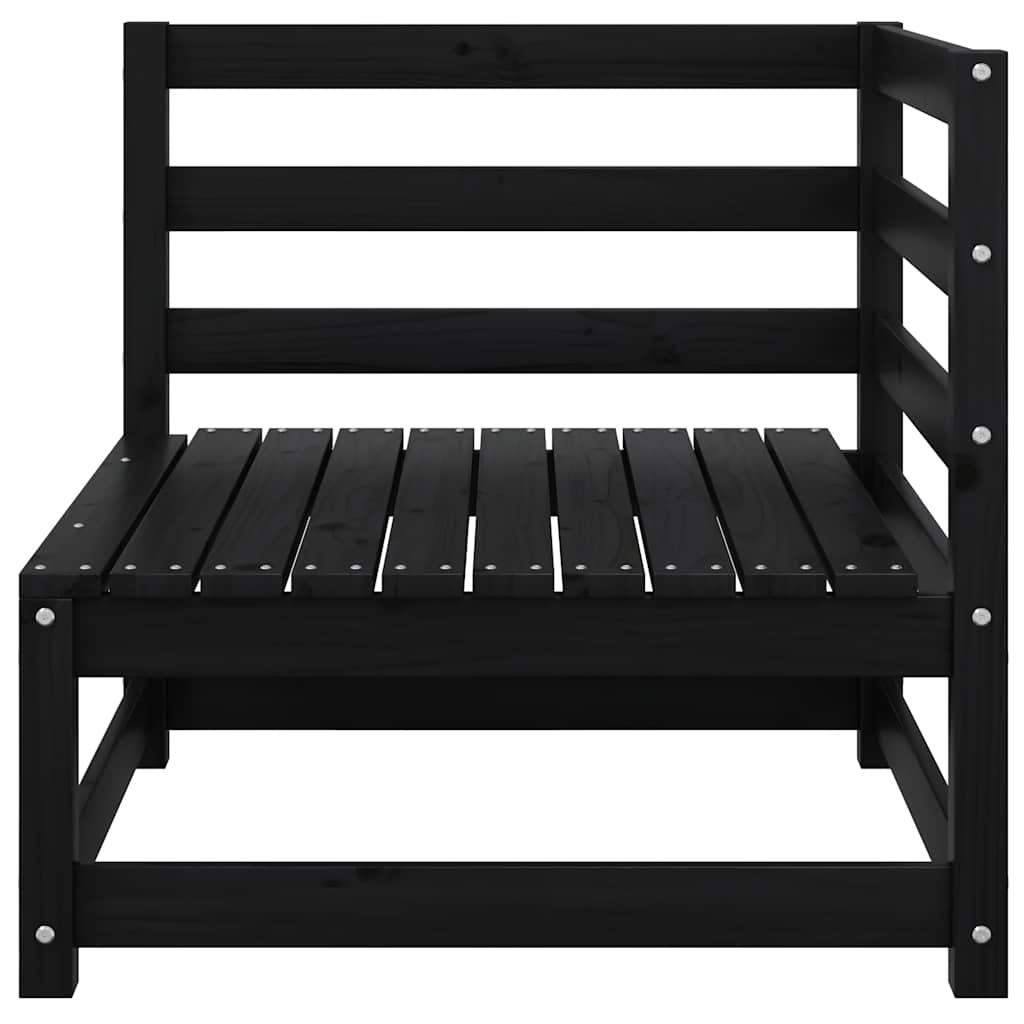 Garden 2-Seater Sofa with Cushions Black Solid Pinewood