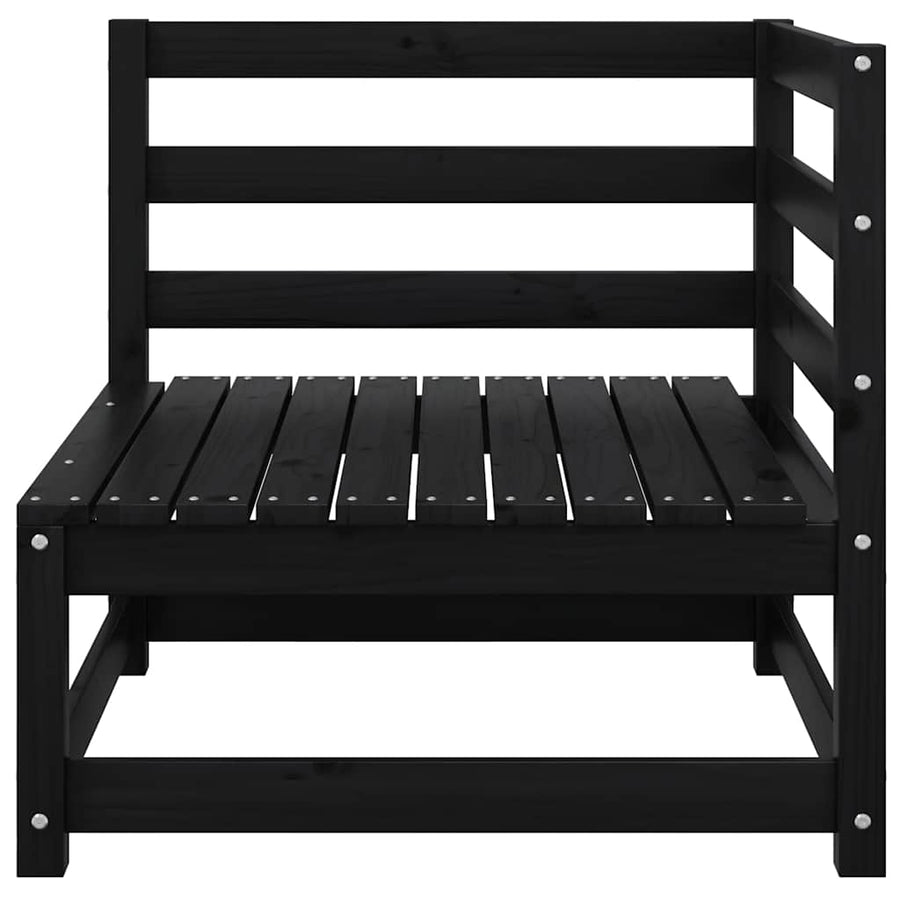 Garden 2-Seater Sofa with Cushions Black Solid Pinewood