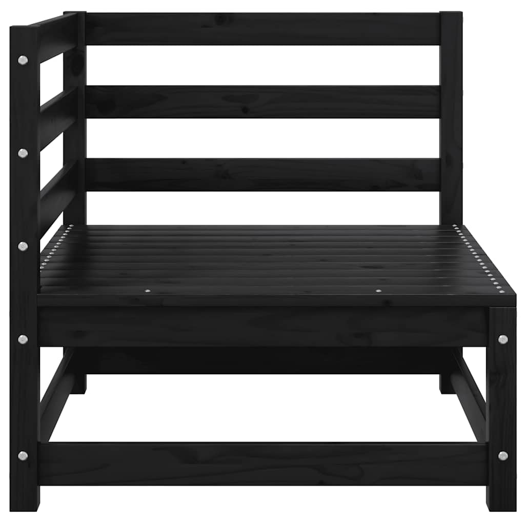 Garden 2-Seater Sofa with Cushions Black Solid Pinewood