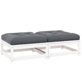 Garden Footstools with Cushions 2 pcs White Solid Pinewood