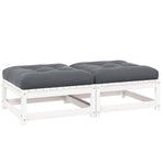 Garden Footstools with Cushions 2 pcs White Solid Pinewood