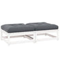 Garden Footstools with Cushions 2 pcs White Solid Pinewood