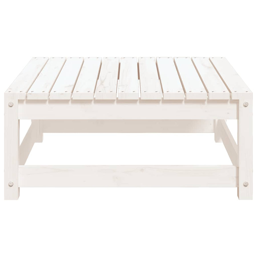 Garden Footstools with Cushions 2 pcs White Solid Pinewood
