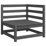 2 Piece Garden Lounge Set with Cushions Grey Solid Pinewood - Front View