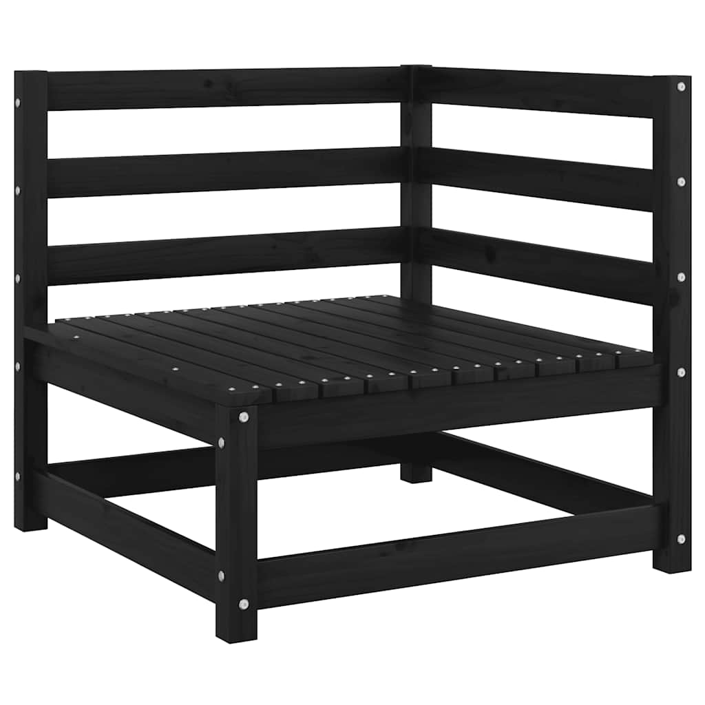 2 Piece Garden Lounge Set with Cushions Black Solid Pinewood