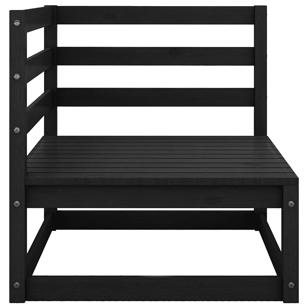 2 Piece Garden Lounge Set with Cushions Black Solid Pinewood