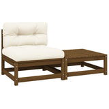 2 Piece Garden Lounge Set with Cushions Honey Brown Pinewood
