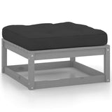 3 Piece Garden Lounge Set with Cushions Grey Solid Pinewood - 45-Degree Angle
