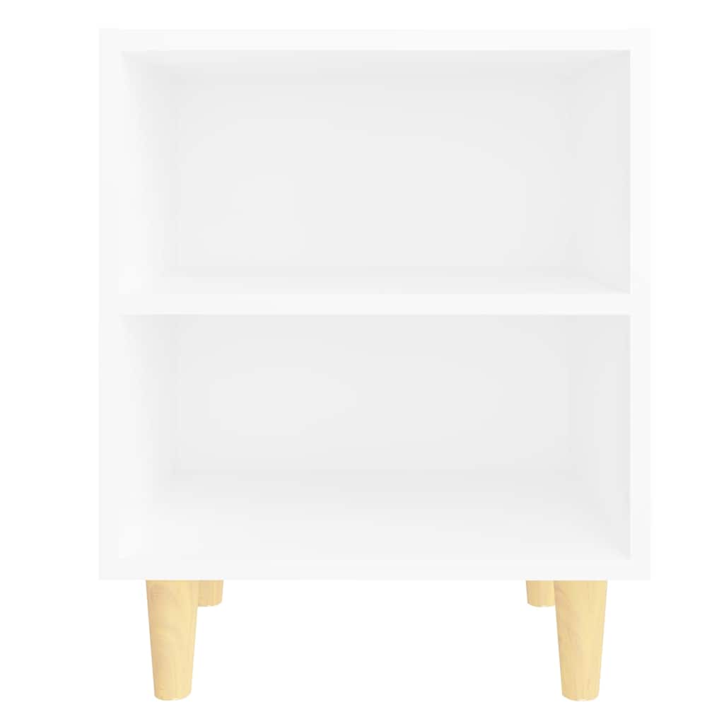 Bed Cabinet with Solid Wood Legs White 40x30x50 cm