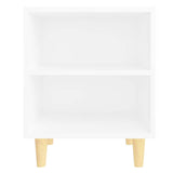 Bed Cabinet with Solid Wood Legs White 40x30x50 cm