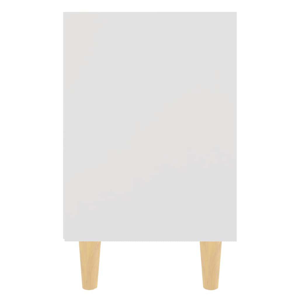 Bed Cabinet with Solid Wood Legs White 40x30x50 cm