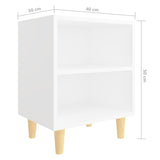 Bed Cabinet with Solid Wood Legs White 40x30x50 cm - Rear View