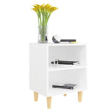 Bed Cabinets with Solid Wood Legs 2 pcs White 40x30x50 cm - Rear View