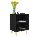 Bed Cabinets with Solid Wood Legs 2 pcs Black 40x30x50 cm - Rear View