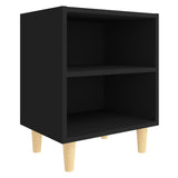 Bed Cabinets with Solid Wood Legs 2 pcs Black 40x30x50 cm