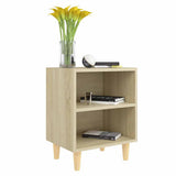 Bed Cabinet with Solid Wood Legs Sonoma Oak 40x30x50 cm - 45-Degree Angle