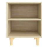 Bed Cabinet with Solid Wood Legs Sonoma Oak 40x30x50 cm - Side View