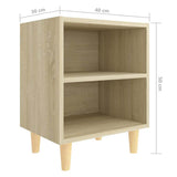 Bed Cabinet with Solid Wood Legs Sonoma Oak 40x30x50 cm - Close-Up Angle