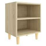 Bed Cabinets with Solid Wood Legs 2 pcs Sonoma Oak 40x30x50 cm - Side View