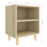 Bed Cabinets with Solid Wood Legs 2 pcs Sonoma Oak 40x30x50 cm - Low Angle