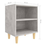 Bed Cabinet with Solid Wood Legs Concrete Grey 40x30x50 cm - Close-Up Angle
