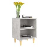 Bed Cabinets with Solid Wood Leg 2 pcs Concrete Grey 40x30x50cm - Rear View