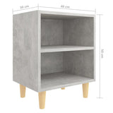 Bed Cabinets with Solid Wood Leg 2 pcs Concrete Grey 40x30x50cm