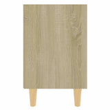 Bed Cabinet with Solid Wood Legs Sonoma Oak & White 40x30x50cm - 45-Degree Angle