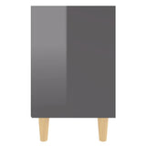 Bed Cabinet with Solid Wood Legs High Gloss Grey 40x30x50 cm - 45-Degree Angle