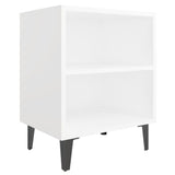 Bed Cabinet with Metal Legs White 40x30x50 cm - Front View