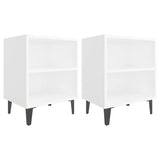 Bed Cabinets with Metal Legs 2 pcs White 40x30x50 cm