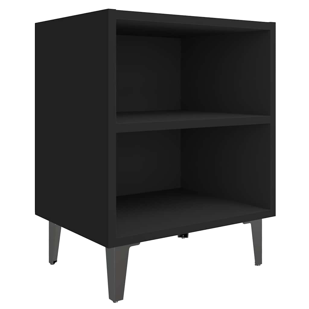 Bed Cabinet with Metal Legs Black 40x30x50 cm