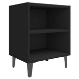 Bed Cabinet with Metal Legs Black 40x30x50 cm