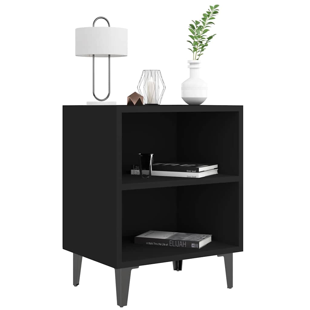 Bed Cabinet with Metal Legs Black 40x30x50 cm