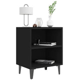 Bed Cabinet with Metal Legs Black 40x30x50 cm - Side View