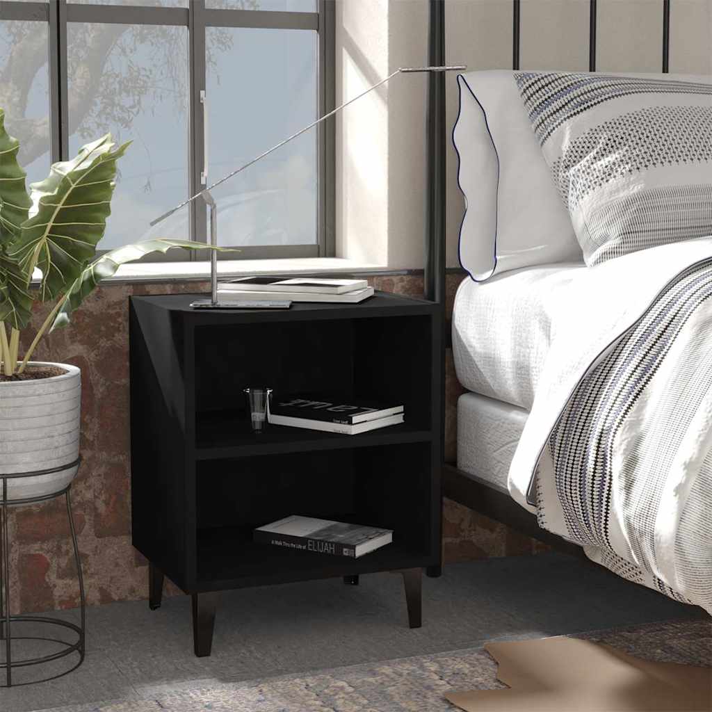 Bed Cabinet with Metal Legs Black 40x30x50 cm