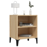 Bed Cabinet with Metal Legs Sonoma Oak 40x30x50 cm - Side View