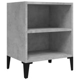 Bed Cabinet with Metal Legs Concrete Grey 40x30x50 cm - Front View