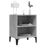 Bed Cabinet with Metal Legs Concrete Grey 40x30x50 cm - Side View