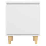 Bed Cabinet with Solid Wood Legs White 40x30x50 cm - Top-Down View