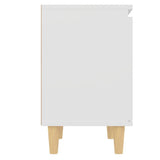 Bed Cabinet with Solid Wood Legs White 40x30x50 cm - 45-Degree Angle