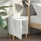 Bed Cabinets with Solid Wood Legs 2 pcs White 40x30x50 cm - Side View